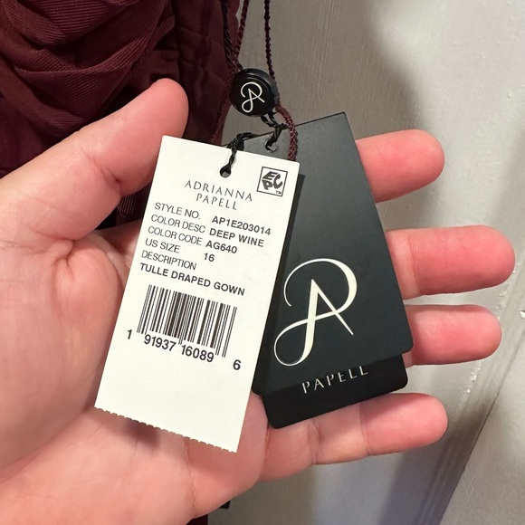 ADRIANNA PAPELL TULLE DRAPED GOWN DRESS - Picture 2 of 3